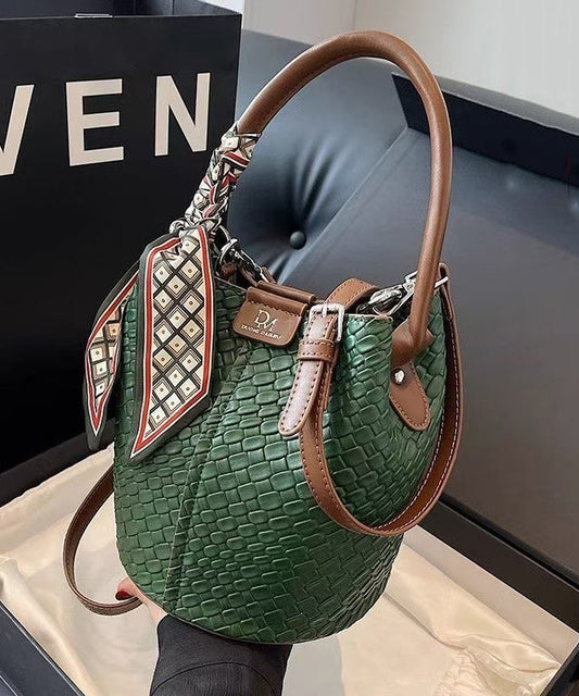 Fashion New Green Faux Leather Versatile Bucket Bag