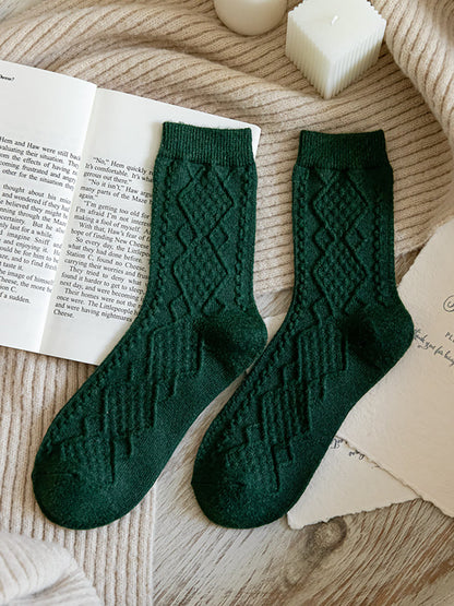 8 Pairs Wool Vintage Solid Women Socks