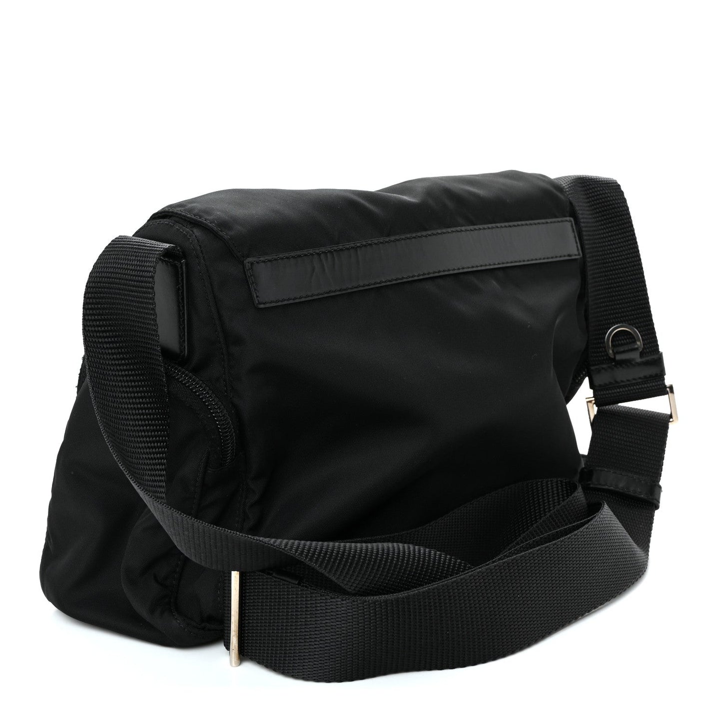 Nylon Vela Saffiano Single Buckle Messenger Shoulder Bag Black