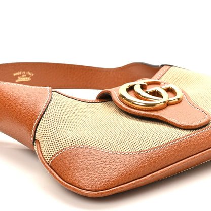 Canvas Textured Dollar Calfskin Small Aphrodite Shoulder Bag Beige Tan
