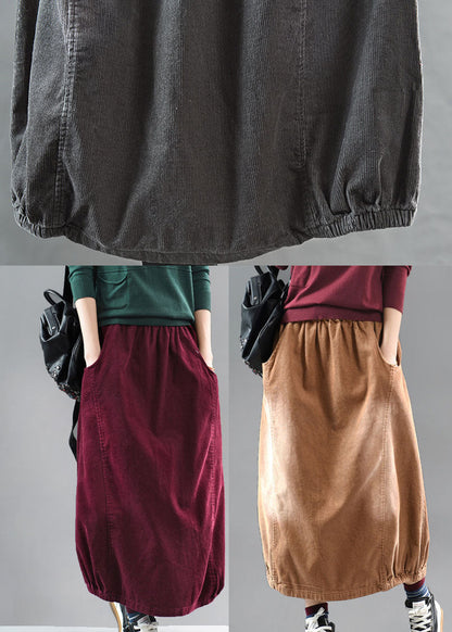 Mulberry Corduroy A Line Skirts pockets