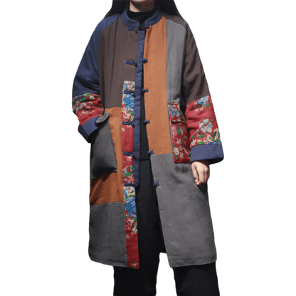 Chinese Style Patchwork Plus Size Winter Coat