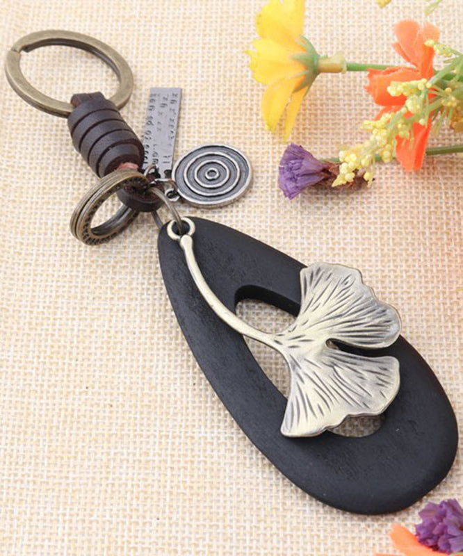 Fine Green Copper Alloy Pentagram Four Leaf Clover Ginkgo Leaf Keychains