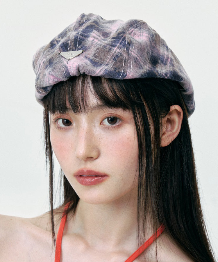 Korean Version Versatile Pink Purple Tie Dye Beret Hat