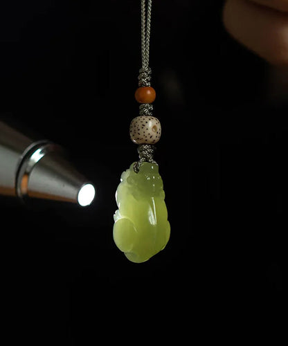 DIY Green Weave Jade A Mythical Wild Animal Phone Chains