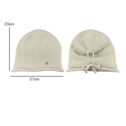 Women Winter Knitted Drawstring Hemming Warm Hat