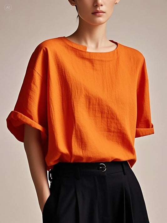 Fitted orange Patchwork Cotton Tank Summer