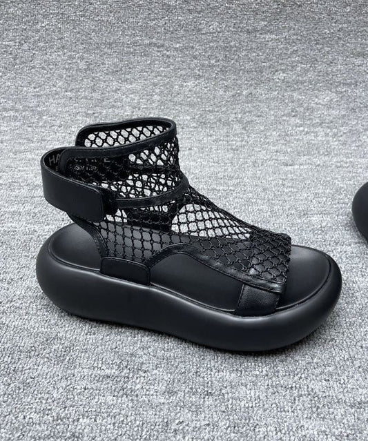 Grey Platform Breathable Mesh Casual Splicing Sandals