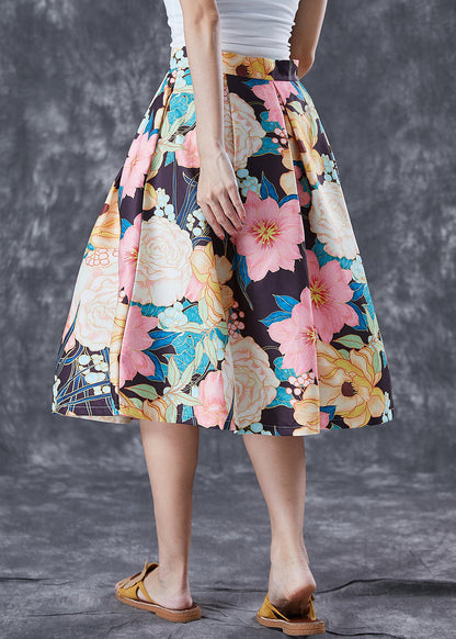 Fashion Multicolor Floral High Waist Cotton Skirts Summer