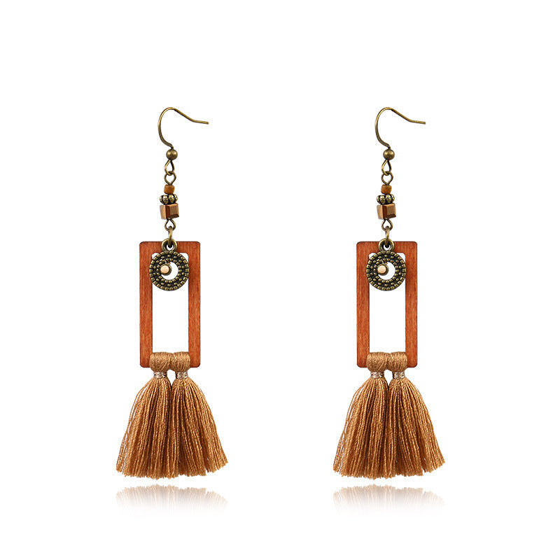 Boho Vintage Square Fringe Earrings