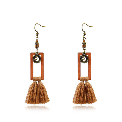 Boho Vintage Square Fringe Earrings