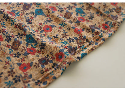 Artistic Print Knitted Vintage Floral T-Shirt