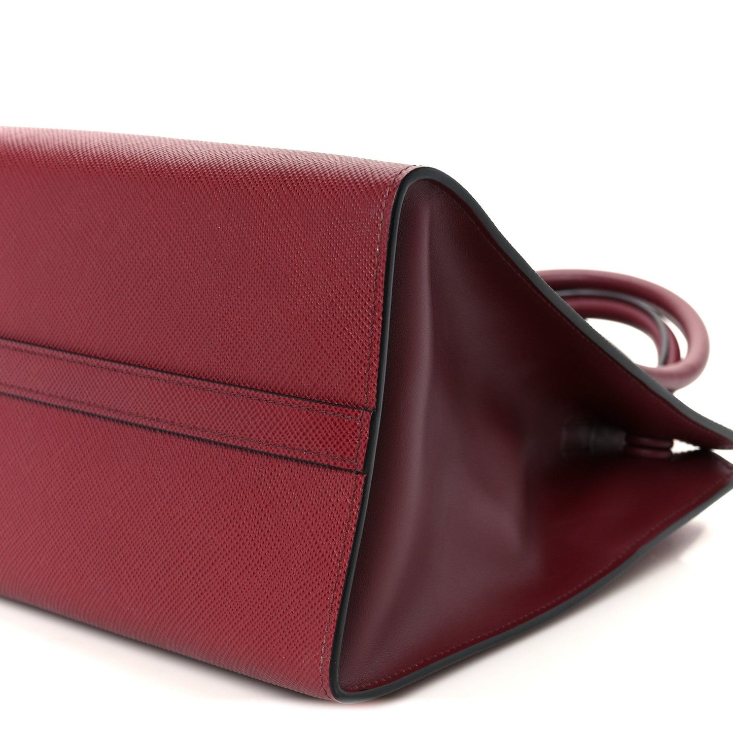 Saffiano Cuir Calfskin Medium Monochrome Top Handle Tote Cerise