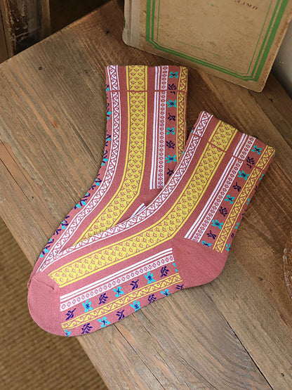 5 Pairs Women Vintage Floral Socks