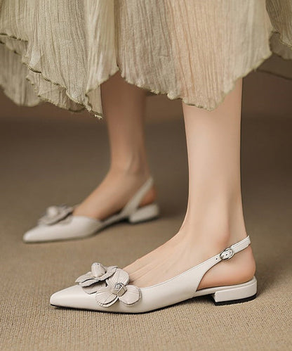 Black Suede Fitted Floral Splicing Sandals Pointed Toe