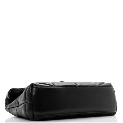 Lambskin Quilted Toy Loulou Puffer Monogram Chain Satchel Black