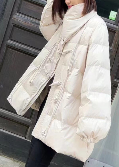 Original Design Coffee Scarf Collar Oriental Button Duck Down Winter Coats