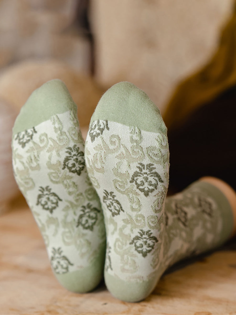 5 Pairs Floral Women Casual Cotton Autumn Winter Socks