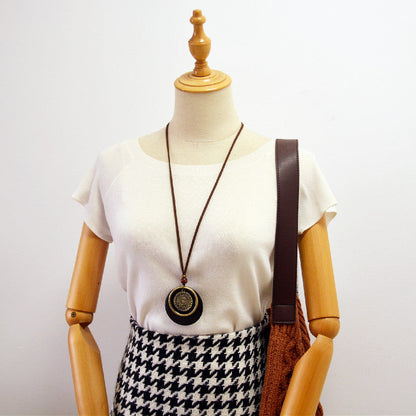 Retro Circle Totem Simple Pendant Long Necklace