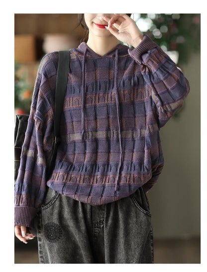 Retro Literary Hooded Knitted Sweater