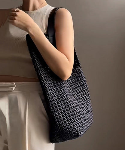 Elegant Black Large Capacity Hollow Out Shoulder Handbag