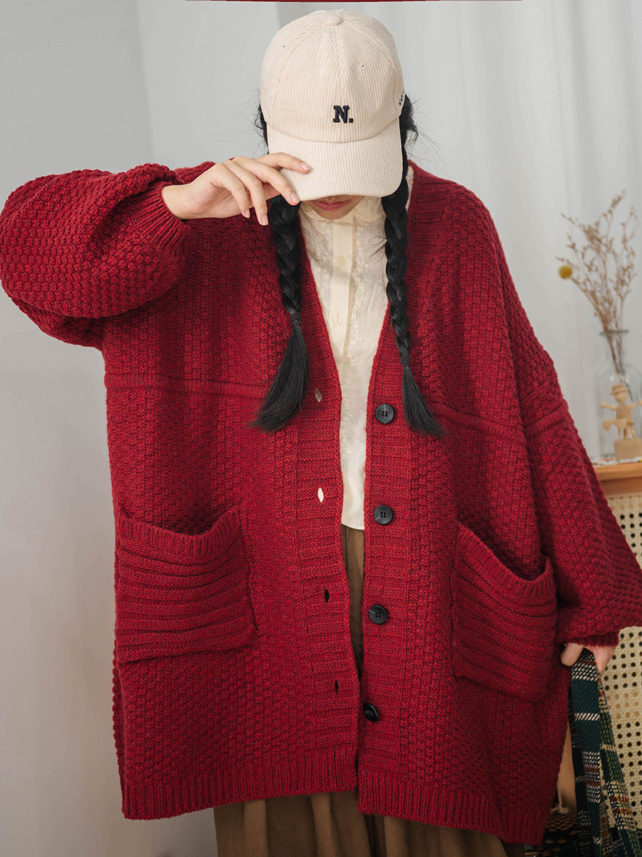 Women Vintage Knitted Sweater Coat