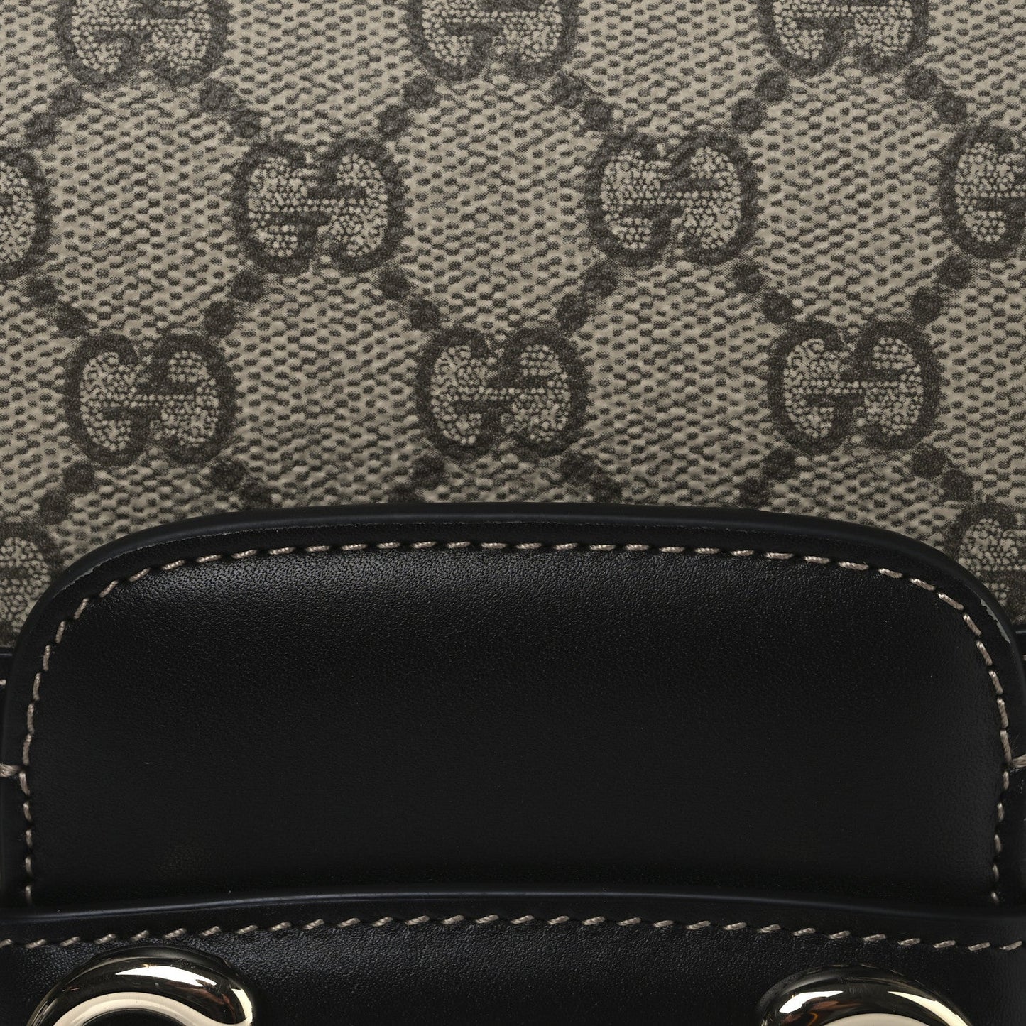 GG Supreme Monogram Horsebit 1955 Soft Small Shoulder Bag Beige Black
