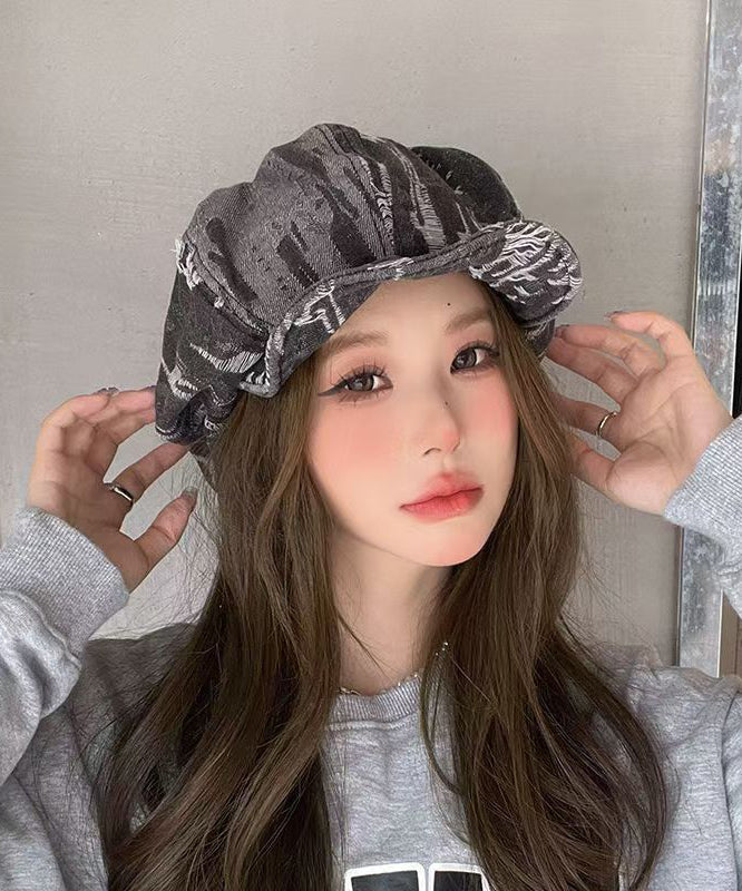 Simple Fashion Vintage Blue Striped Ripped Breton Hat