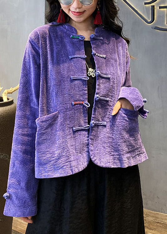 2022 Red button O-Neck pockets Corduroy Coats