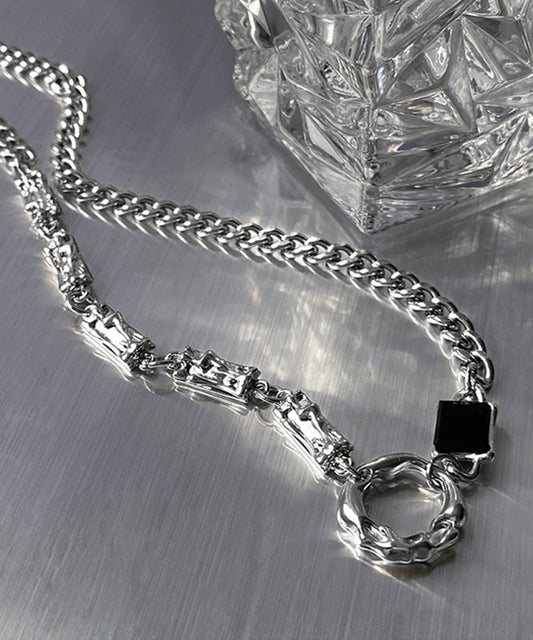 Fine Silk Stainless Steel Zircon Asymmetrical Lariat Necklace