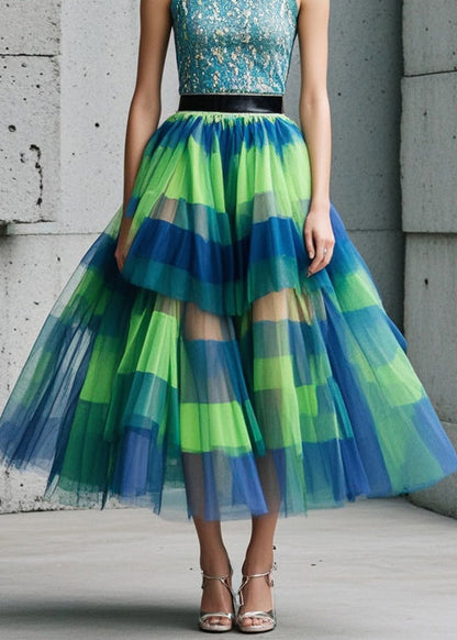 Plus Size Colorblock Exra Large Hem Tulle Beach Skirt Fall