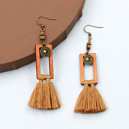 Boho Vintage Square Fringe Earrings