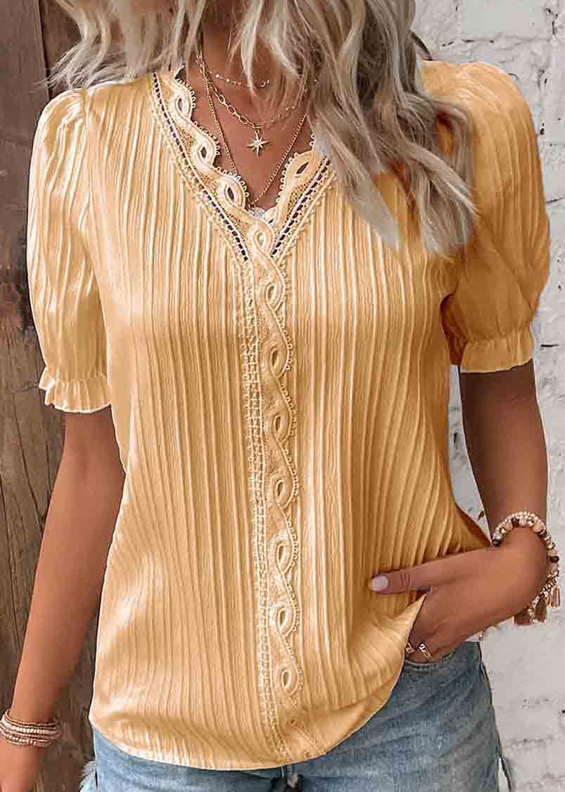 Plus Size Solid Color Hollow Out Spandex Shirts Summer