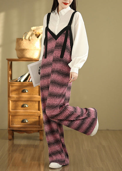Rose Striped Cotton Jumpsuits Oversized Summer