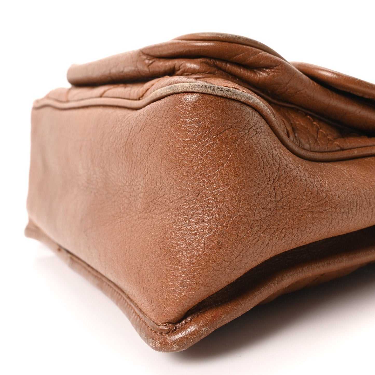 Crinkled Calfskin Matelasse Monogram Medium Niki Chain Satchel Caramel