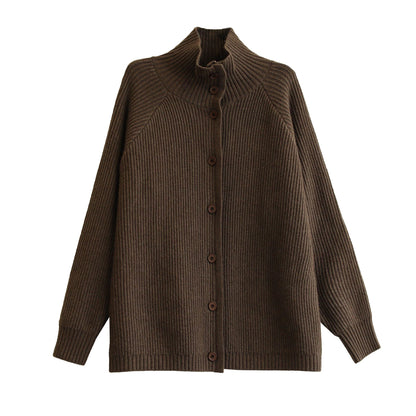Autumn Winter Casual Solid Stripe Knitted Cardigan