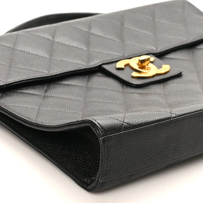 Caviar Quilted Briefcase Laptop Bag Black