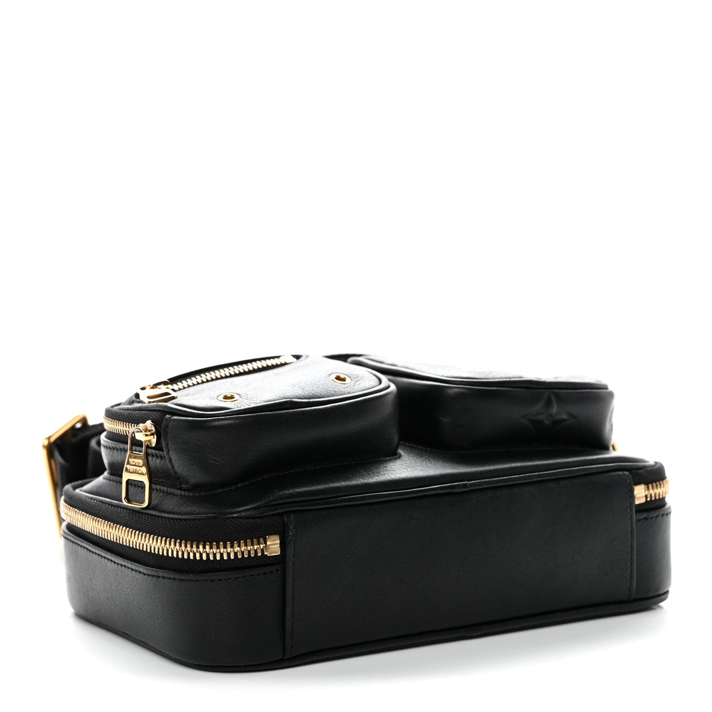 Calfskin Monogram Embossed Utility Crossbody Black