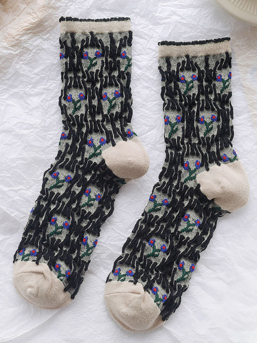 100% Cotton Preppy Style Women Socks 5 Pairs