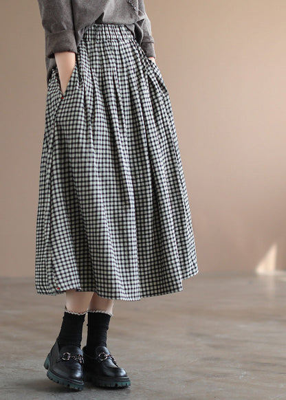 Handmade Purple Plaid Circle A Line Casual Spring Skirts