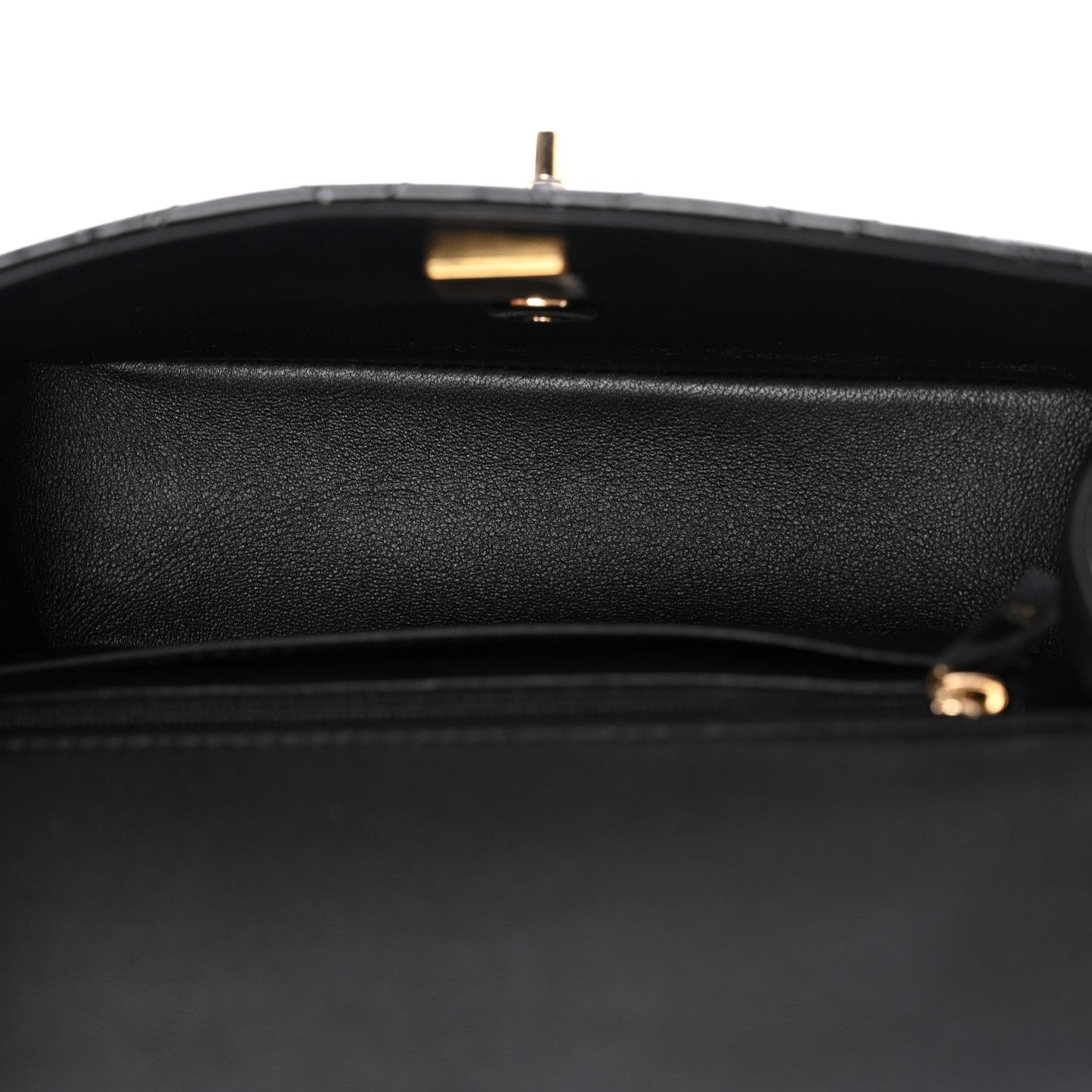 Patent Quilted Mini Top Handle Rectangular Flap Black