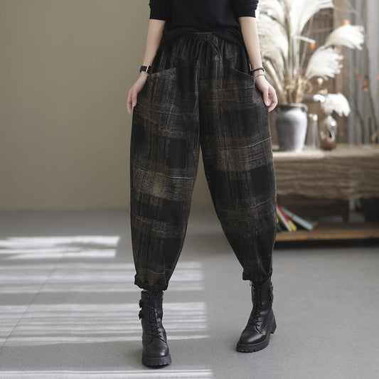 Autumn Retro Loose Patchwork Cotton Harem Jeans
