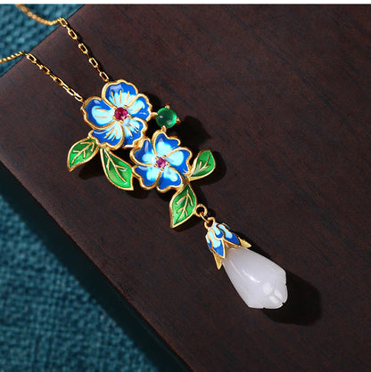 Enamel Painted Literary Vintage Necklace