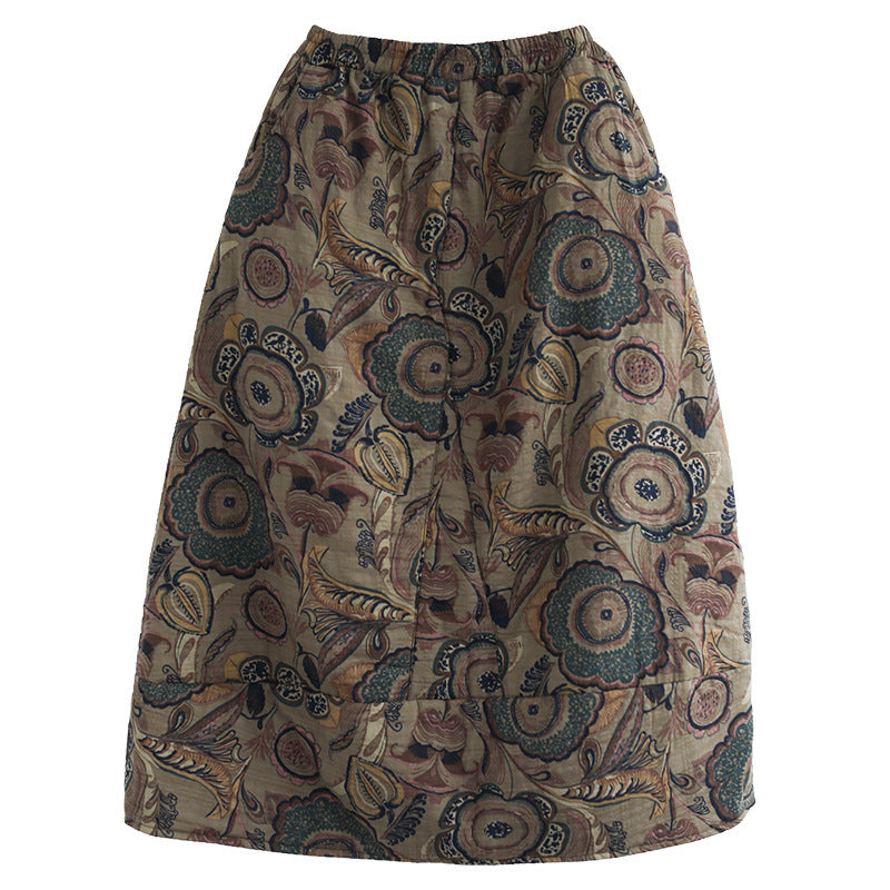 Vintage Patchwork Floral Large Thermal A-Line Skirt