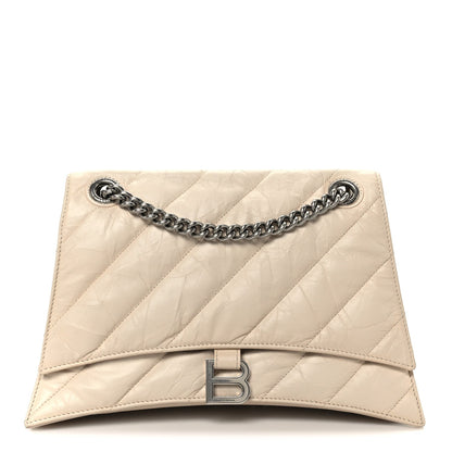 Crushed Calfskin Quilted Medium Crush Chain Bag Nude
