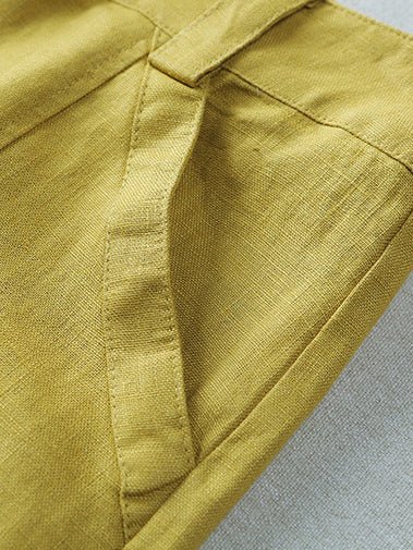 Loose Linen High Waist Solid Versatile Pants