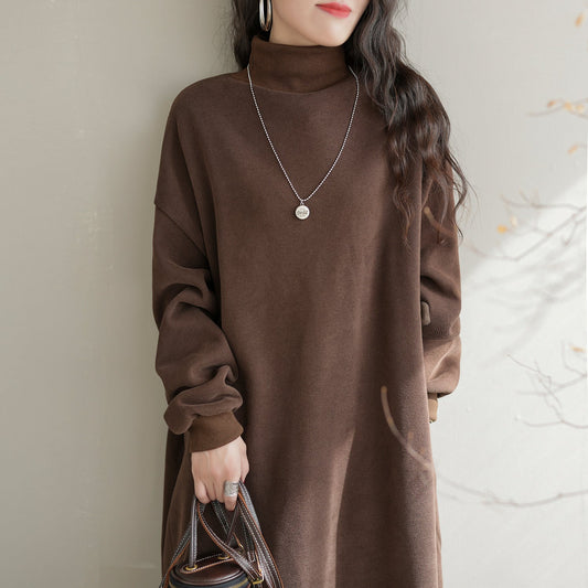 Autumn Winter Furred Turtleneck Casual Dress