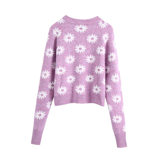 Autumn flower-shaped decorative women's cardigan