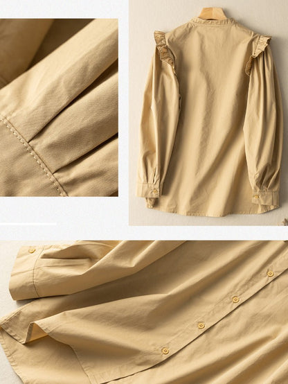 Natural Fabric Loose And Casual Shirt With Vintage Fungus Design