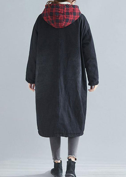 Unique denim black fine casual coats women Inspiration hooded patchwork  outwears
